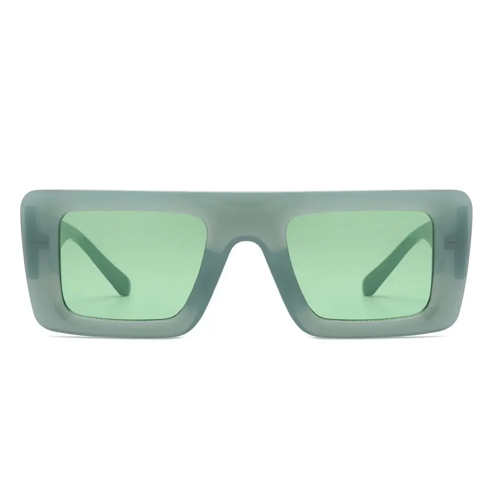 Luxury Green Square Sunglasses Unisex Classy Exotic